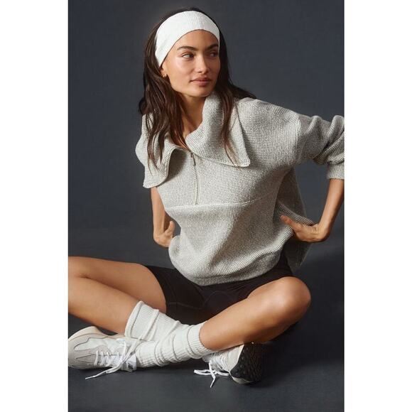 Anthropologie Sweaty Betty Restful Boucle Half Zip Sweatshirt Gray‎ XS EUC - Picture 4 of 11